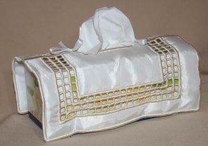 Midnight Grid Hardanger Tissue Box Drape