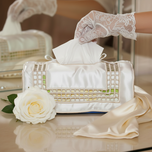 Midnight Grid Hardanger Tissue Box Drape