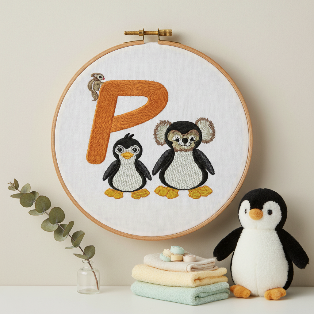 Fuzzy Koala Bear Letter P