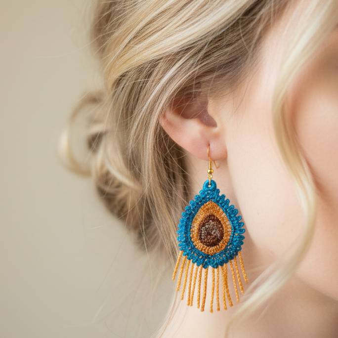 Boho Chic Feathery Freestanding Lace Earrings