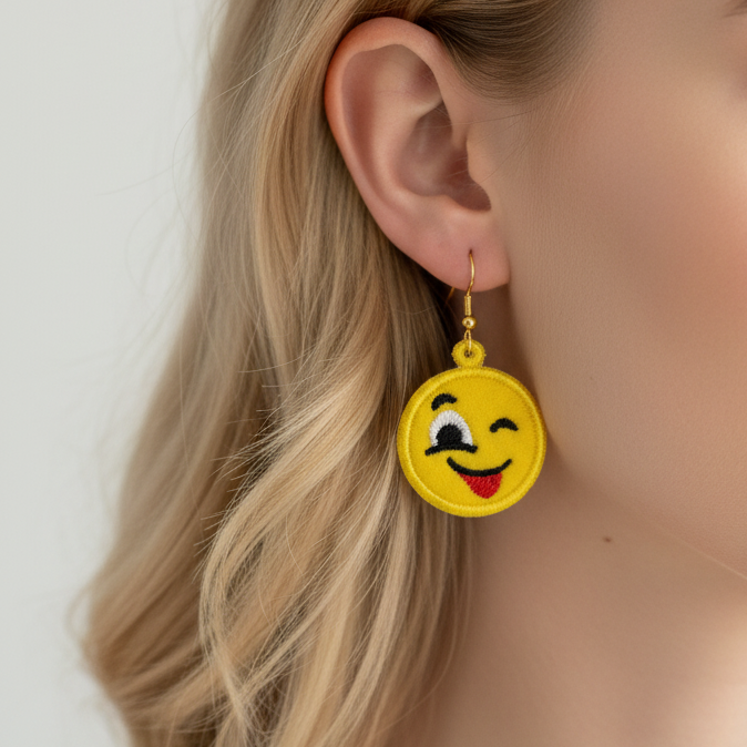 Emoji Wink Earrings Pendant Bookmark
