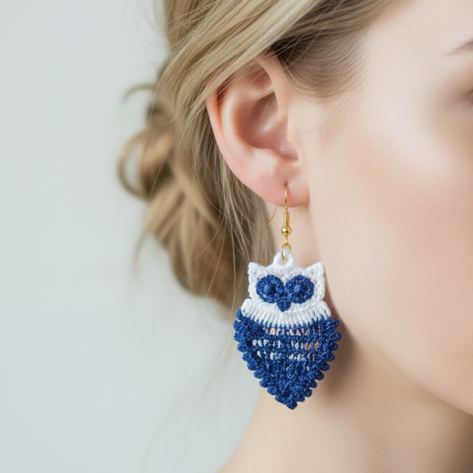 Freestanding Lace Owl Earrings