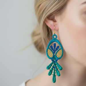 Freestanding Lace Peacock Teardrop Earrings