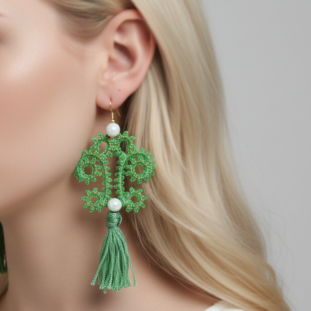 Freestanding Lace Pearls and Lace Earrings