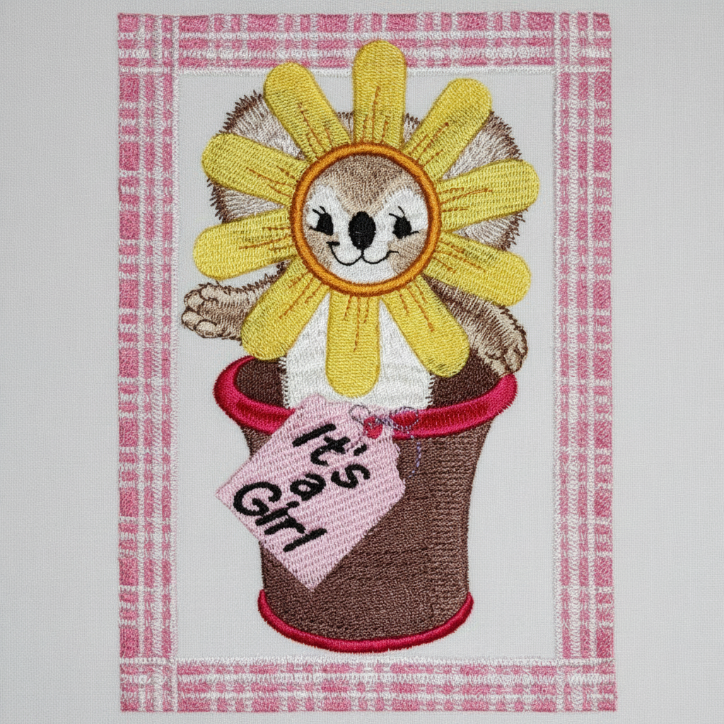 Potted Sunflower Fuzzy Koala Bear Girl