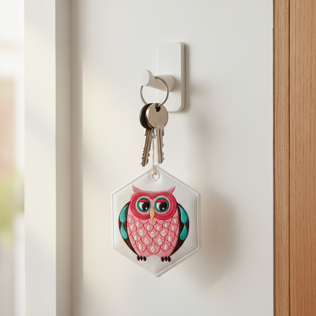 Razzle Dazzle Owl and Key Tag