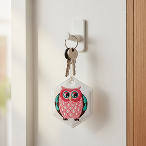 Razzle Dazzle Owl and Key Tag