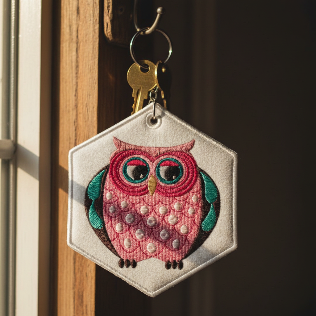 Razzle Dazzle Owl and Key Tag