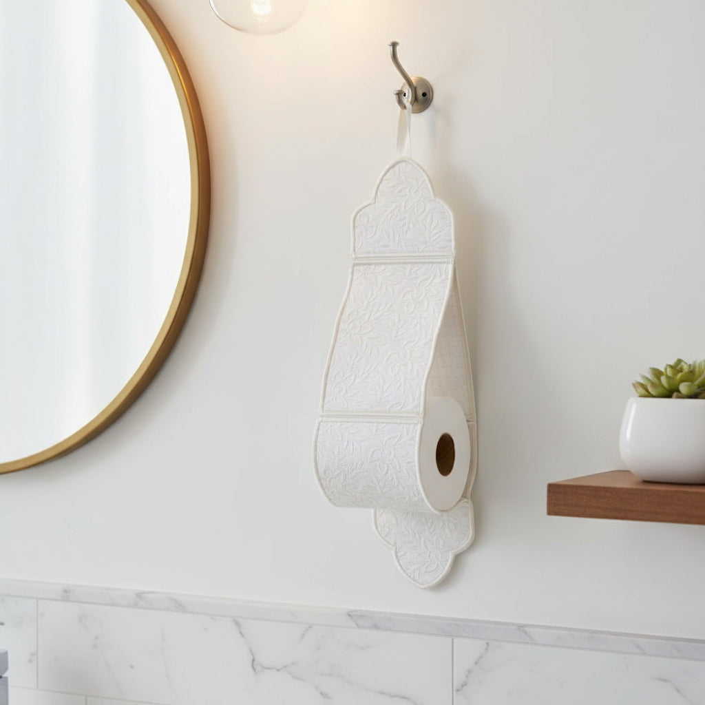 Whispers in White Bathroom Tissue Holder