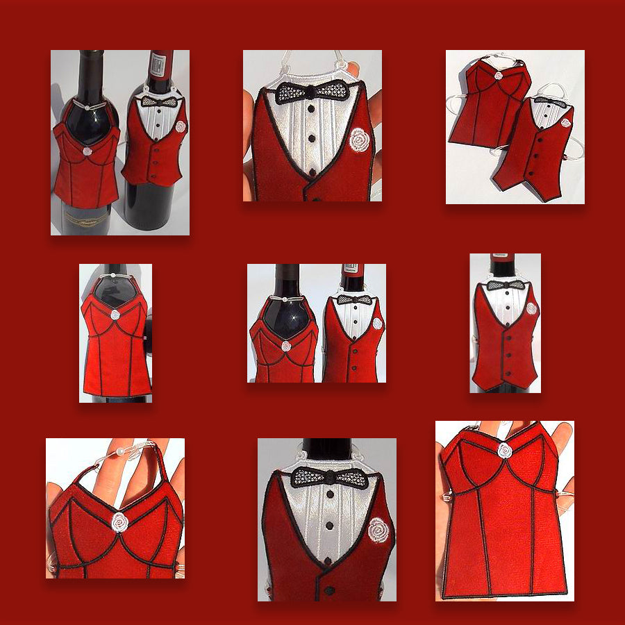 Bride and Groom Wine Bottle Aprons