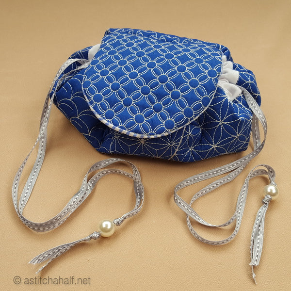 Japanese Sashiko Circle Bag - aStitch aHalf