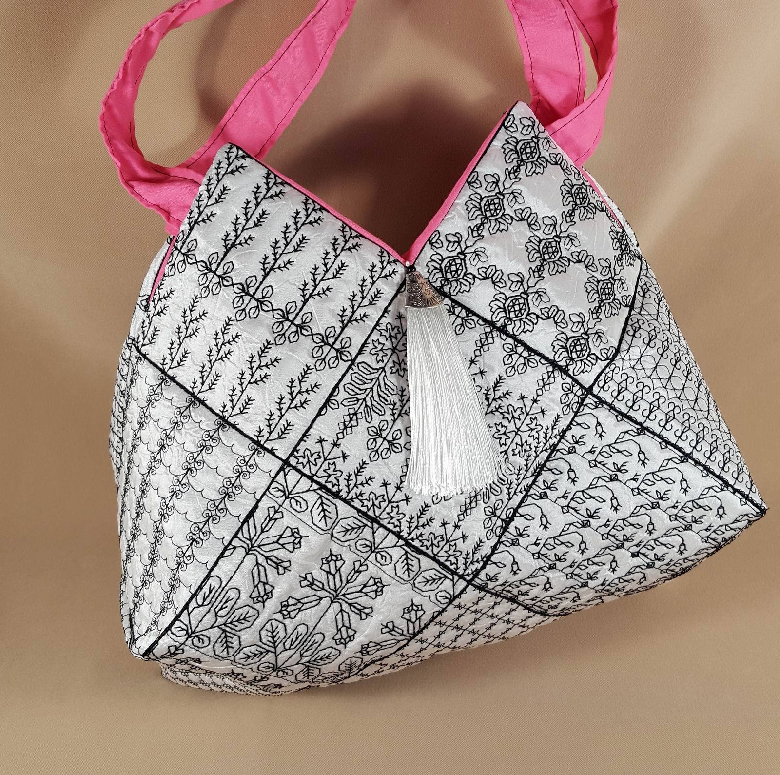 Sofia Spanish Blackwork Quilt Blocks and Tote Bag - a-stitch-a-half