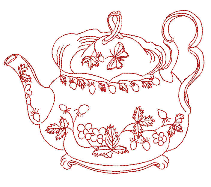 Redwork Tea with Mum - a-stitch-a-half