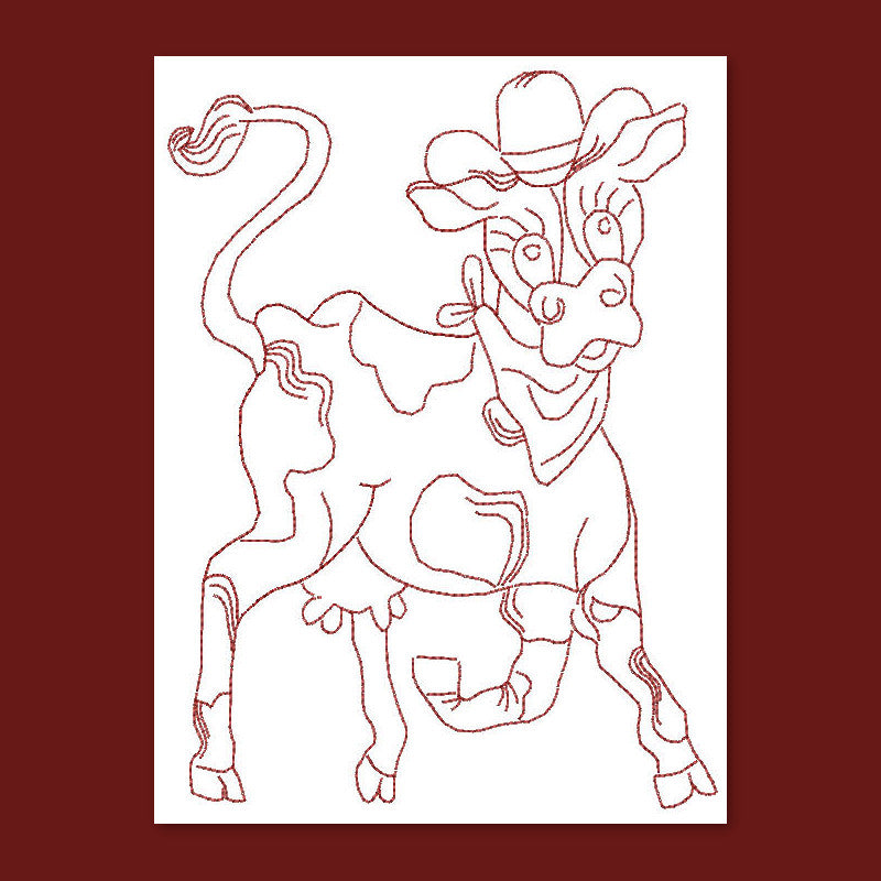 Cowcrazy 01 Redwork - a-stitch-a-half