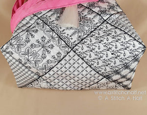Sofia Spanish Blackwork Quilt Blocks and Tote Bag - a-stitch-a-half