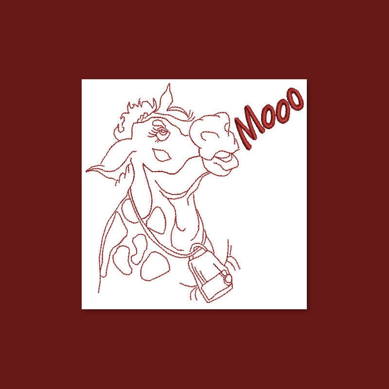 Cowcrazy 01 Redwork - a-stitch-a-half