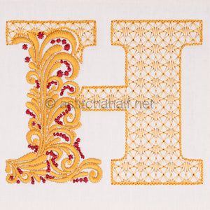 Fireside Monogram Letter H - aStitch aHalf