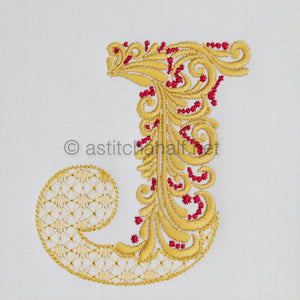 Fireside Monogram Letter J - aStitch aHalf