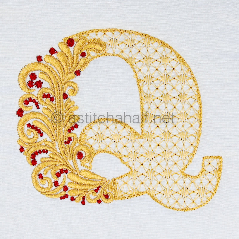 Fireside Monogram Letter Q - aStitch aHalf