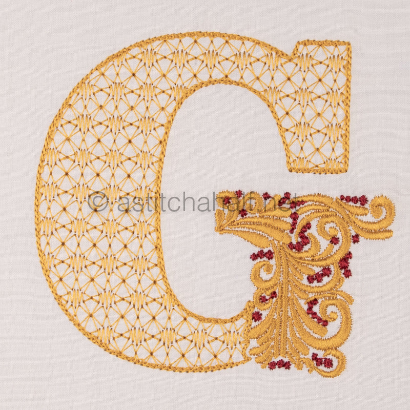 Fireside Monogram Letter G - aStitch aHalf