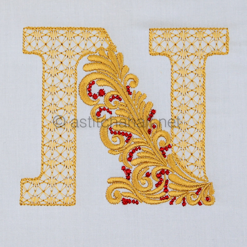 Fireside Monogram Letter N - aStitch aHalf