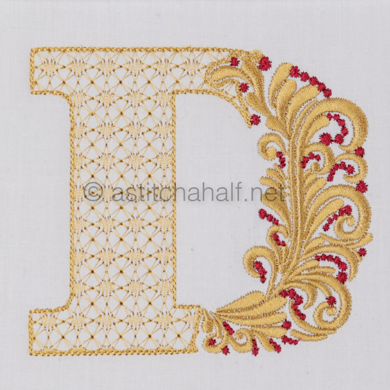 Fireside Monogram Letter D - aStitch aHalf