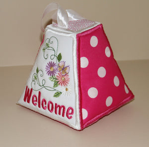 Paper Weight and Door Stopper Flowery Welcome - aStitch aHalf