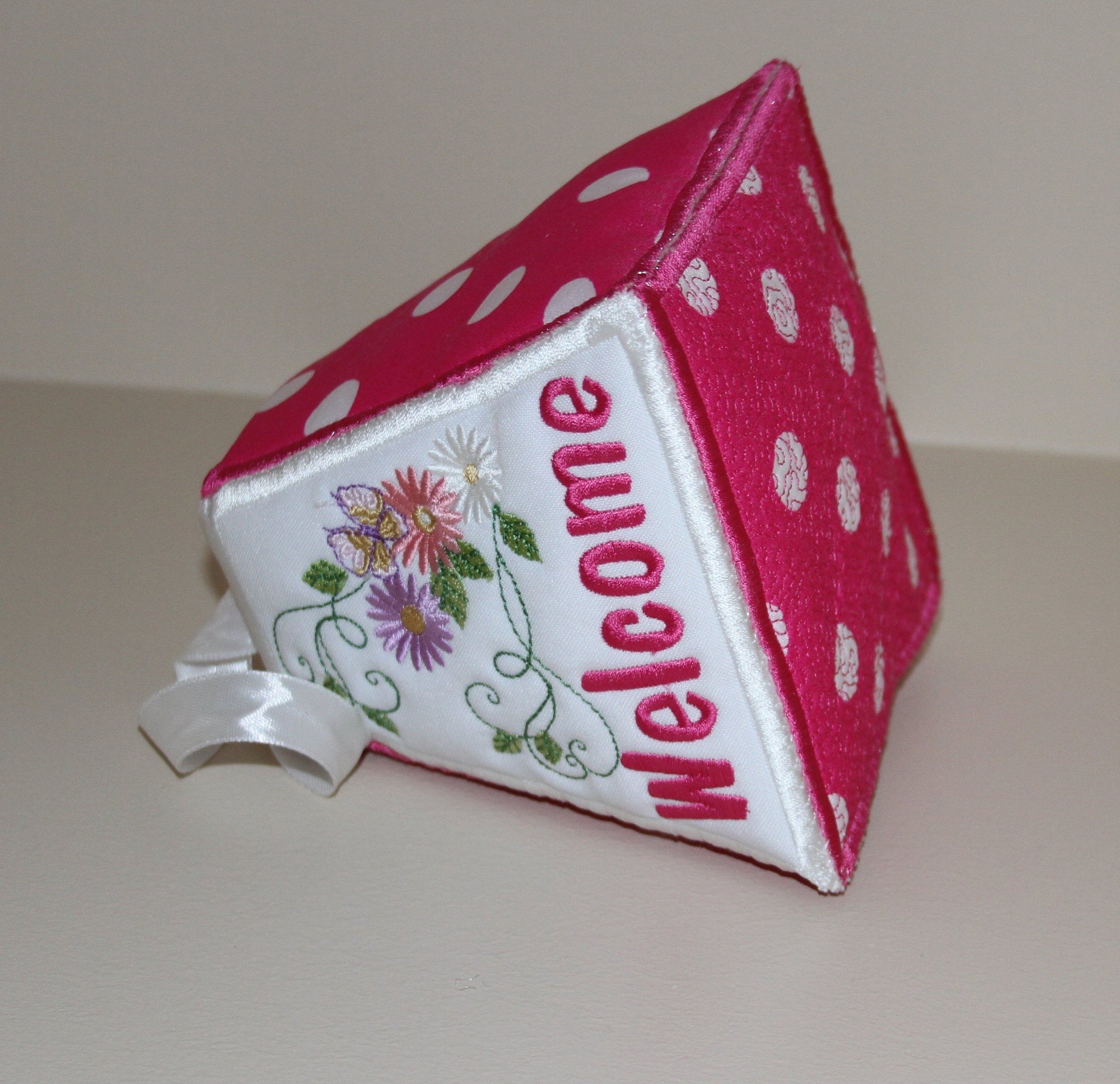 Paper Weight and Door Stopper Flowery Welcome - aStitch aHalf