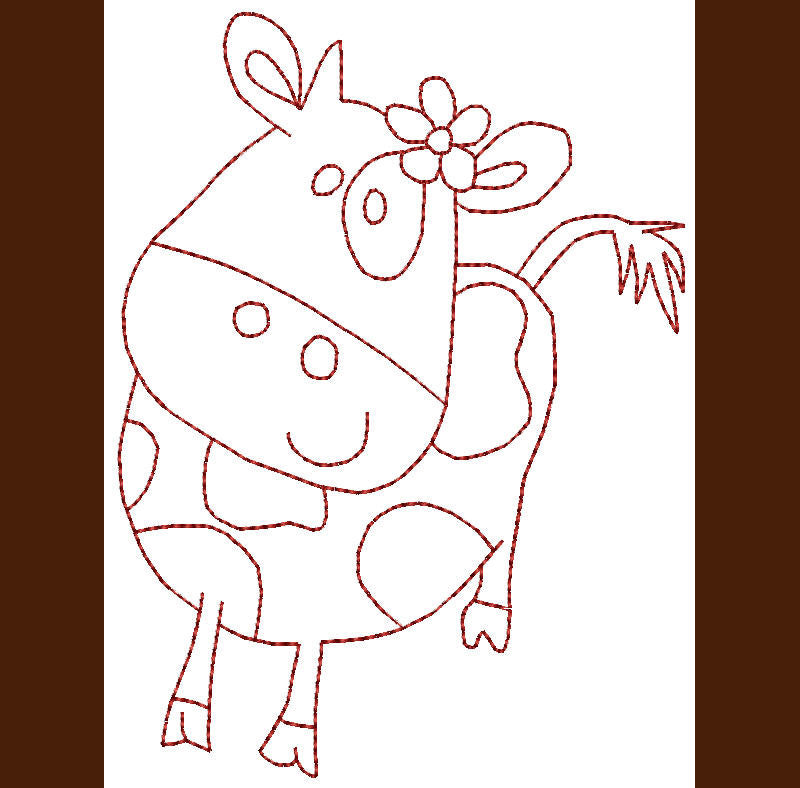 Cowcrazy 03 Redwork - a-stitch-a-half