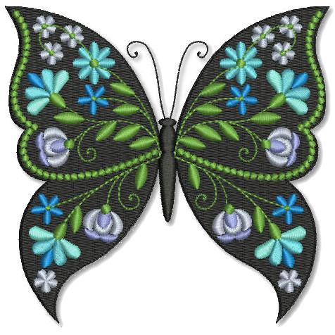 Butterfly Black and Blue Cerulean - aStitch aHalf
