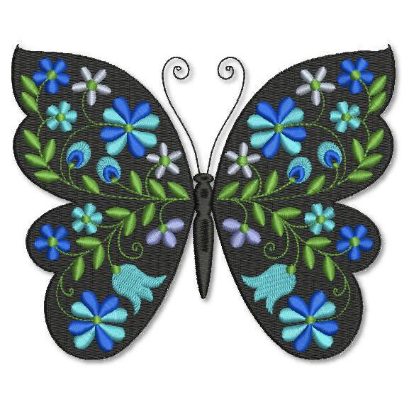 Butterfly Black and Blue Prussian - aStitch aHalf