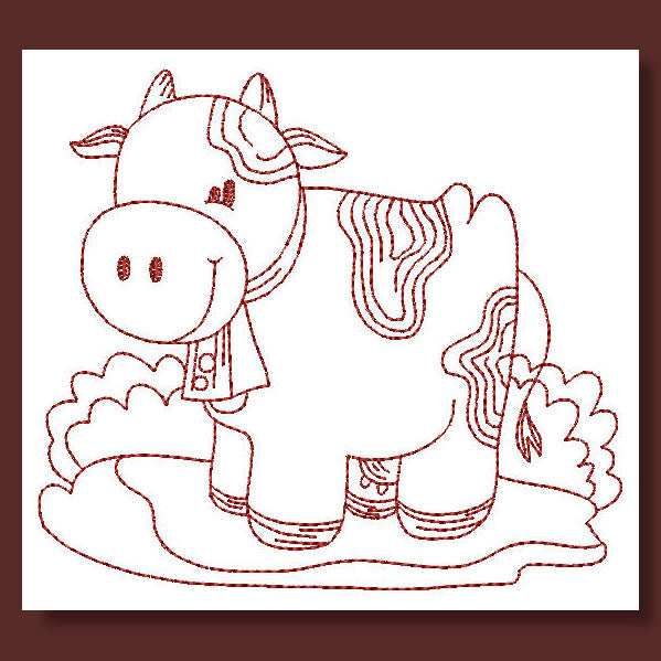 Farm Animals Redwork - a-stitch-a-half