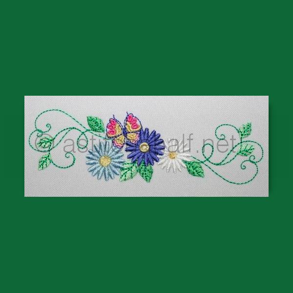 Daisy Border with Butterfly - a-stitch-a-half