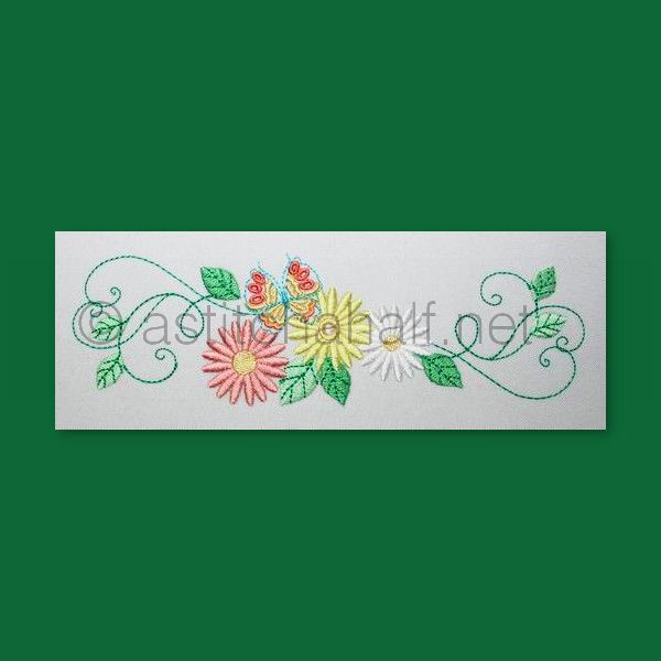 Daisy Border with Butterfly - a-stitch-a-half