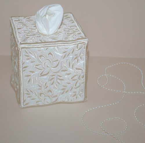 Whispering Roses Square Tissue Box Cover - a-stitch-a-half