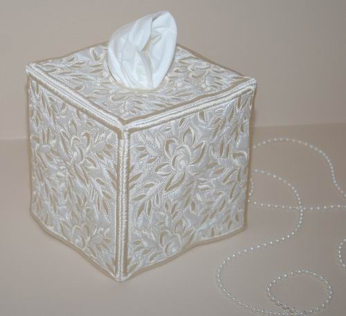 Whispering Roses Square Tissue Box Cover - aStitch aHalf