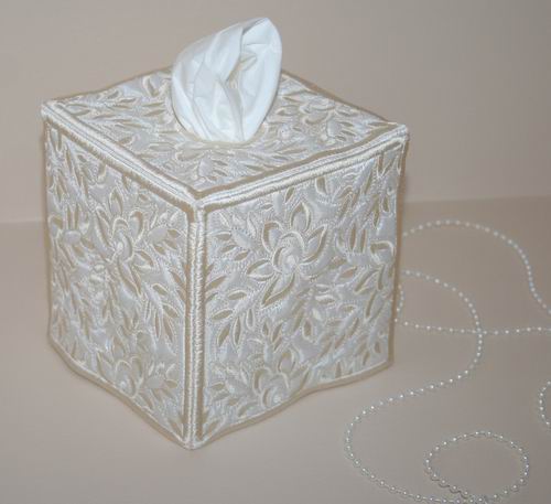 Whispering Roses Square Tissue Box Cover - a-stitch-a-half