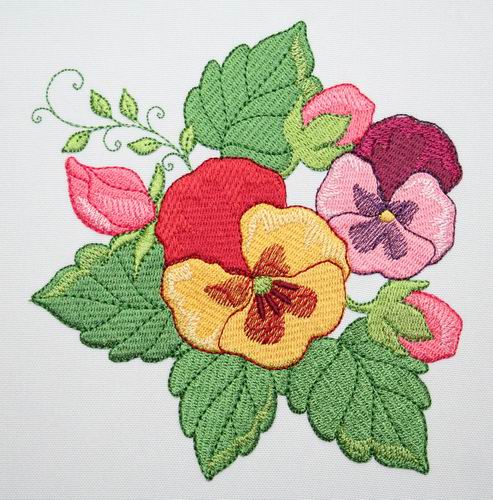 Botanical Pansies - a-stitch-a-half