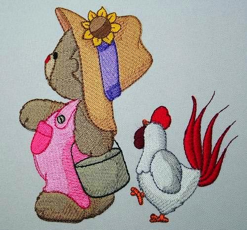 Daniela feeding the chickens - aStitch aHalf