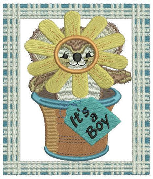 Potted Sunflower Fuzzy Boy - aStitch aHalf