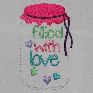 Mason jar with lid filled with love - aStitch aHalf