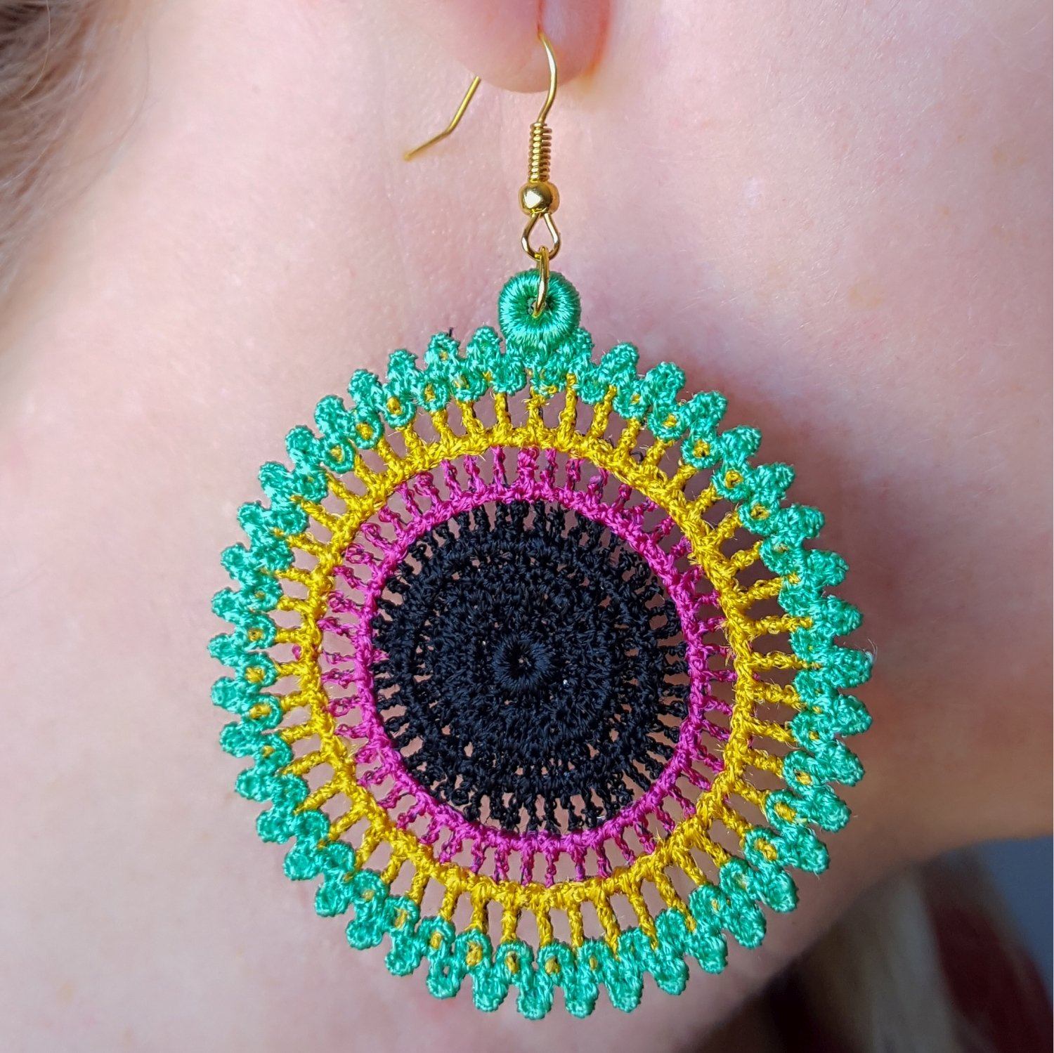 African Hoop Freestanding Lace Earrings - aStitch aHalf