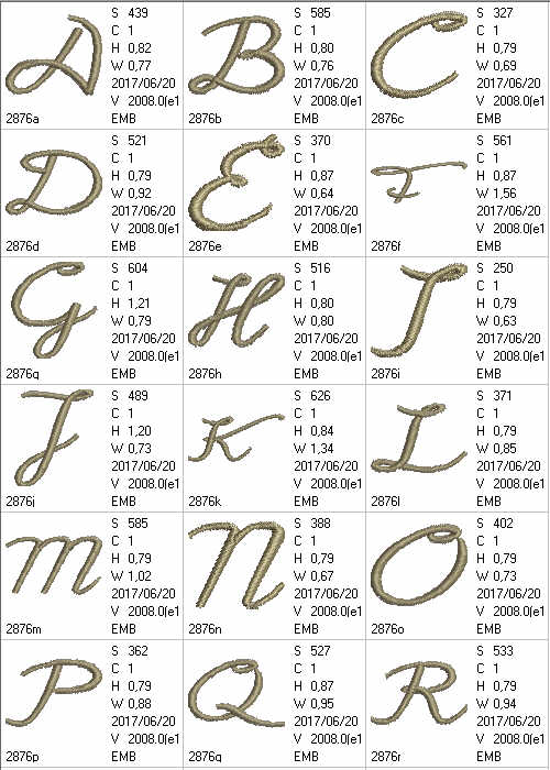 Black Olives Alphabet Capital - aStitch aHalf