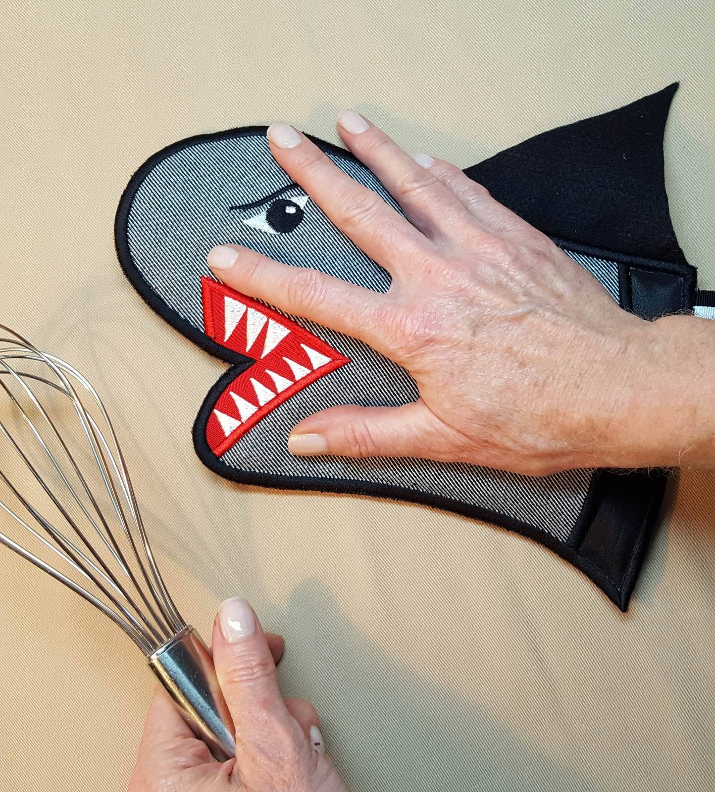In the Hoop Bruce the Shark Oven Glove - aStitch aHalf