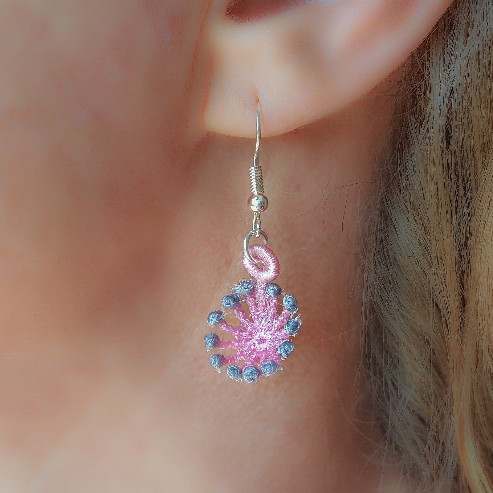 Eleanor Miniature Freestanding lace Earrings - aStitch aHalf