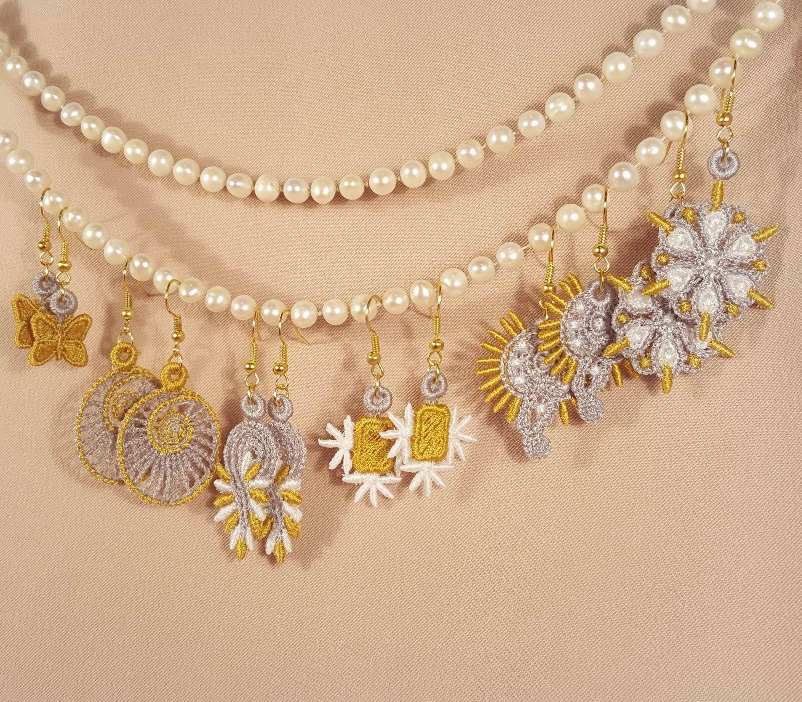 Miniature Freestanding Lace Earrings Combo 2 - aStitch aHalf