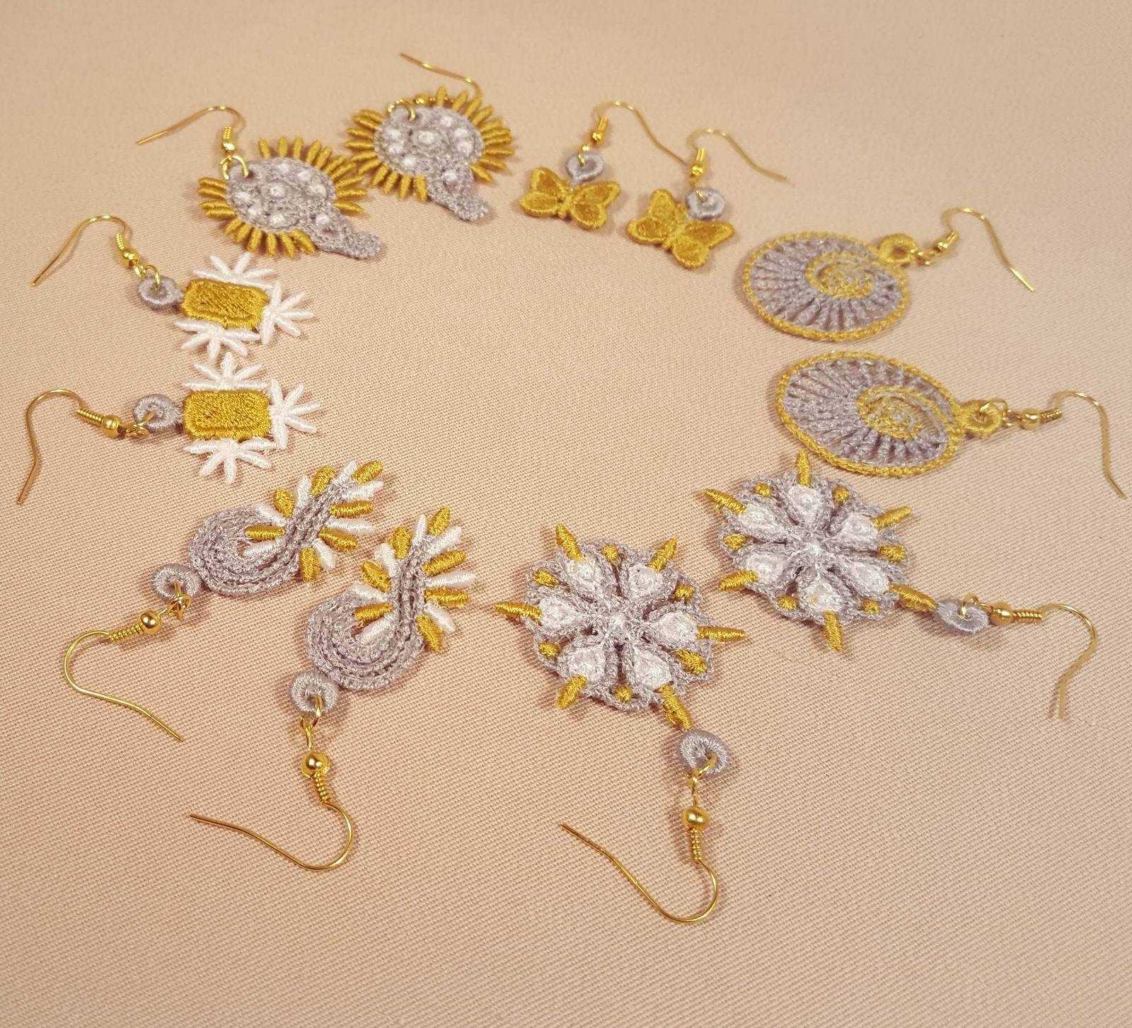 Miniature Freestanding Lace Earrings Combo 2 - aStitch aHalf