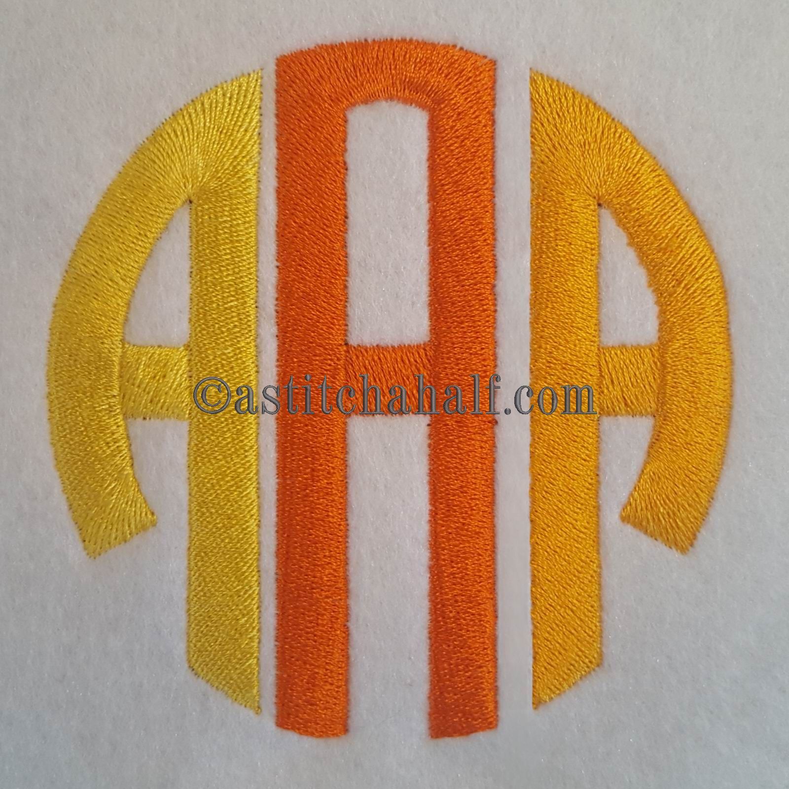 Circle Monogram Letters ABC - aStitch aHalf