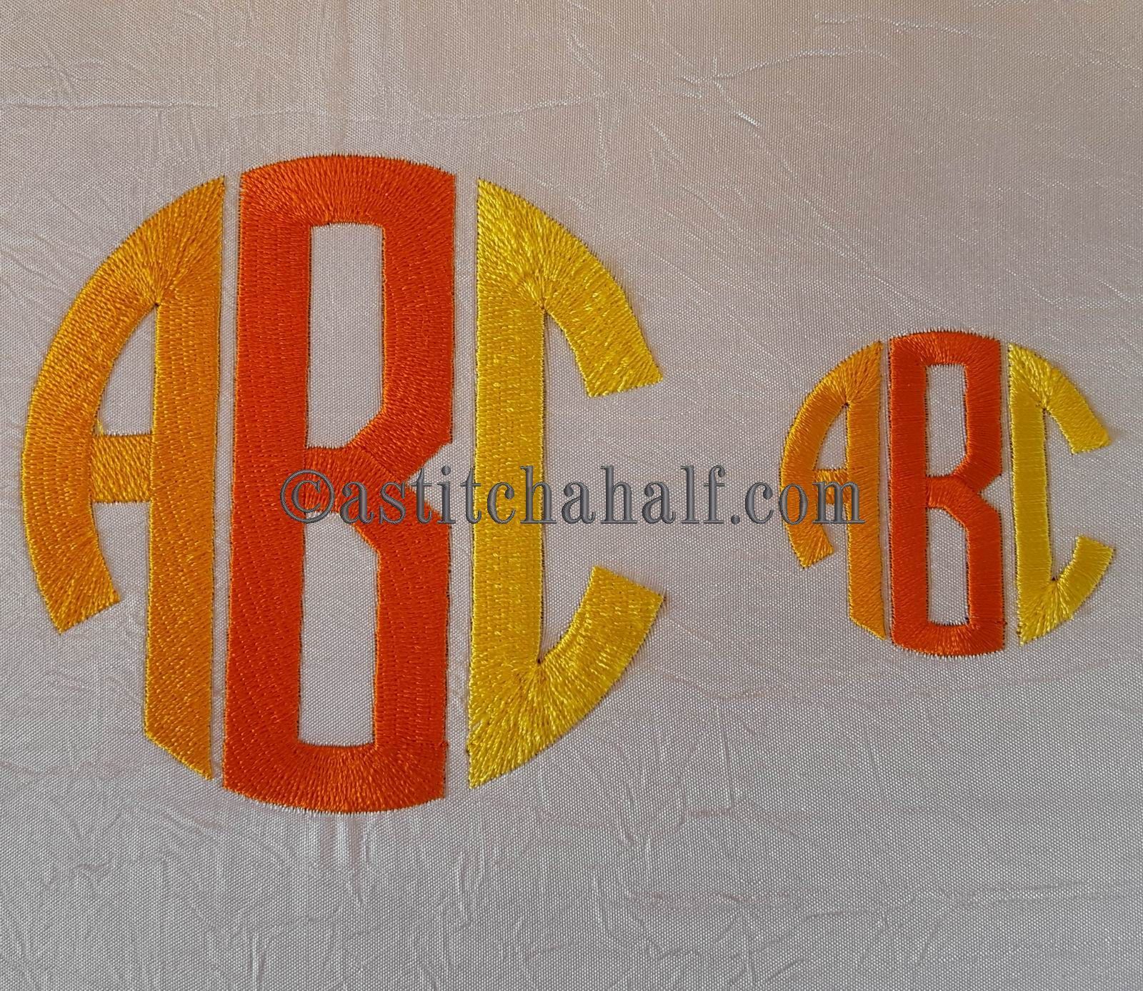 Circle Monogram Letters ABC - aStitch aHalf