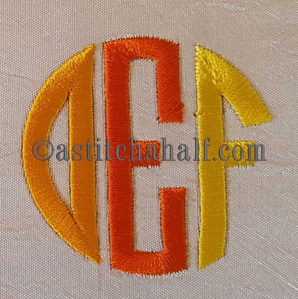 Circle Monogram Letters DEF - aStitch aHalf